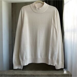 Sandro Mens Wool blend Turtleneck Sweater cream knit mock solid quiet luxury XXL